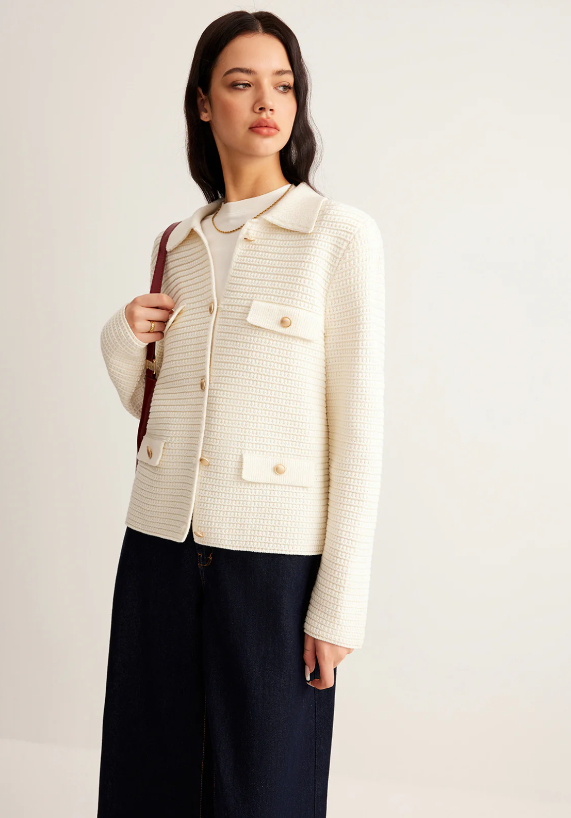 Button Lapel Cardigan